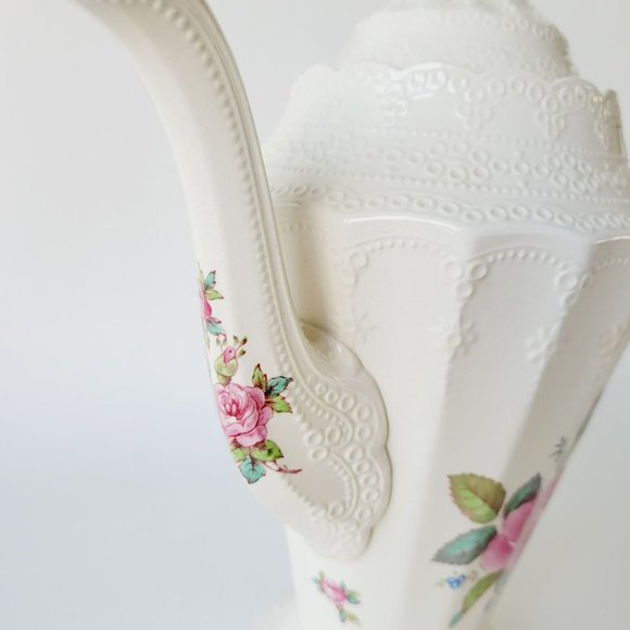 Vintage Spode's Jewel Billingsley Rose Pink Coffee Pot Embossed Lace Pattern - Picture 4 of 12